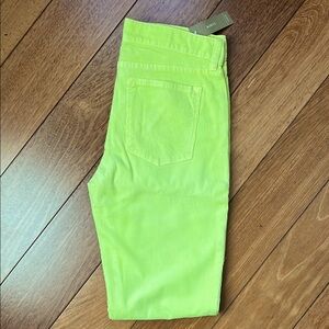 NWT J. Crew Summer Neon Midrise Toothpick Corduroy Pants